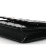 Caviar Quilted Crystal Star Wallet On Chain Black