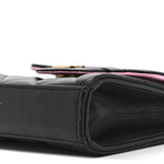 Lambskin Quilted Bi-Color Top Handle Clutch With Chain Black Pink