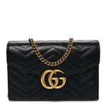 Calfskin Matelasse GG Marmont Chain Wallet Black