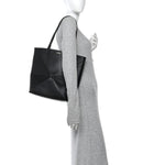 Shiny Calfskin Medium Puzzle Fold Tote Black