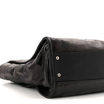 Glazed Calfskin Small Deauville Tote Black