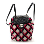 Lambskin Shearling Small Urban Spirit Backpack White Fuchsia Navy