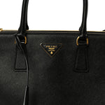 Saffiano Lux Large Galleria Double Zip Tote Black