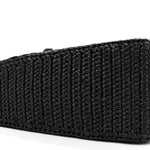 Yarn Raffia Effect Crochet Triangle Shoulder Bag Black