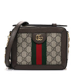 GG Supreme Monogram Mini Ophidia Top Handle Shoulder Bag Brown