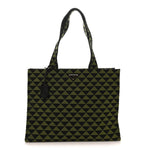 Jacquard Saffiano Triangolo Symbole Embroidered Shopping Tote Black Edera