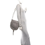 Calfskin Medium Marcie Round Crossbody Bag Cashmere Grey