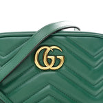 Calfskin Matelasse Small GG Marmont Chain Shoulder Bag Emerald Green
