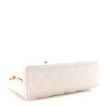 Shiny Aged Calfskin Quilted Nano Kelly Shopper White