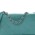 Calfskin Stitched Double Flap Bag Turquoise