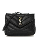 Calfskin Y Quilted Monogram Toy Loulou Crossbody Bag Black