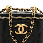 Calfskin Quilted Mini Perfect Fit Vanity Case With Chain Black