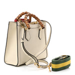 Textured Dollar Calfskin Web Small Diana Tote Bag Mystic White