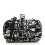 Crystal Nappa Classic Art Deco Skull Clutch Black Silver
