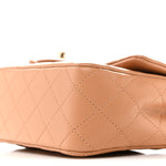 Lambskin Quilted Mini Top Handle Rectangular Flap Dark Beige