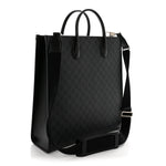 GG Supreme Monogram Azalea Calfskin Web Medium Retro Interlocking G Vertical Tote Bag Black