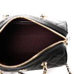 Caviar Quilted Barrel Clutch With Chain  Black