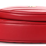 Calfskin Matelasse Diagonal Mini Interlocking G Heart Shoulder Bag Hibiscus Red