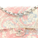 Tweed Quilted Camellia Medium Double Flap Ivory Multicolor