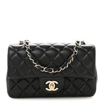 Lambskin Quilted Mini Rectangular Flap Black