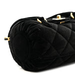 Velvet Quilted Mini Top Handle Flap Black