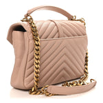 Sheepskin Matelasse Chevron Monogram Medium College Bag Rose Poudre