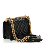Caviar Quilted Small Boy Flap Black