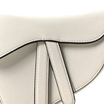 Grained Calfskin Mini Saddle Bag White