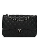 Caviar Quilted Jumbo Double Flap Black