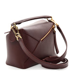 Calfskin Small Puzzle Edge Bag Burgundy