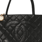 Caviar Quilted Medallion Tote Black