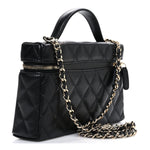 Caviar Quilted Top Handle Slim Vanity With Chain Black