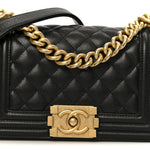 Caviar Quilted Small Boy Flap Black