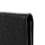 Lambskin Camellia Embossed Wallet On Chain WOC Black