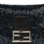 Satin Beaded Baguette Blue Brown