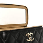 Lambskin Quilted Small CC Vanity Case Black