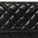Lambskin Quilted Wallet On Chain WOC So Black