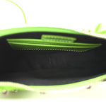 Extra Supple Calfskin Crocodile Embossed Le Cagole Mini Purse With Chain Acid Green
