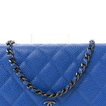 Caviar Quilted Wallet on Chain WOC Blue