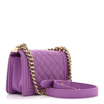 Caviar Quilted Small Boy Flap Purple