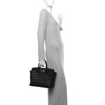 Raffia Calfskin The Studio Box Tote Black