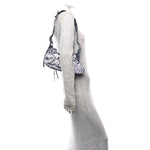 Metallic Agneau Arena Leopard Le Cagole Shoulder Bag XS Dark Grey