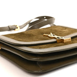Suede Smooth Calfskin Monogram Medium Solferino Soft Satchel Olive