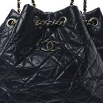 Aged Calfskin Quilted Small Gabrielle Backpack Blue Black