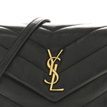 Calfskin Y Quilted Monogram Toy Loulou Crossbody Bag Black