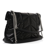 Lambskin Quilted Medium Loulou Puffer Monogram Chain Satchel Black