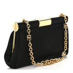 Satin Small Marlene Chain Clutch Black