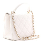 Caviar Quilted Medium Retro Twist Top Handle Flap White