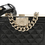 Patent Calfskin Boy Minaudiere Black