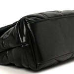Lambskin Quilted Small Loulou Puffer Monogram Chain Satchel Black